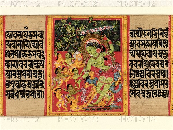 Green Tara Dispensing Boons to Ecstatic Devotees... (Perfection of Wisdom) , early 12th century. Creator: Unknown.