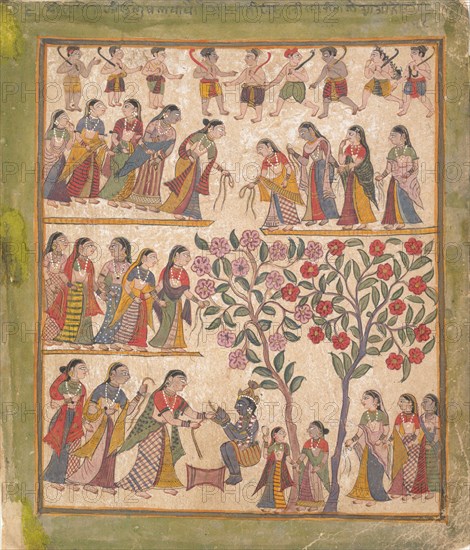 Yashoda Binds Krishna?s Hands: Page from a Dispersed Bhagavata Purana Manuscript , 1640-50. Creator: Unknown.