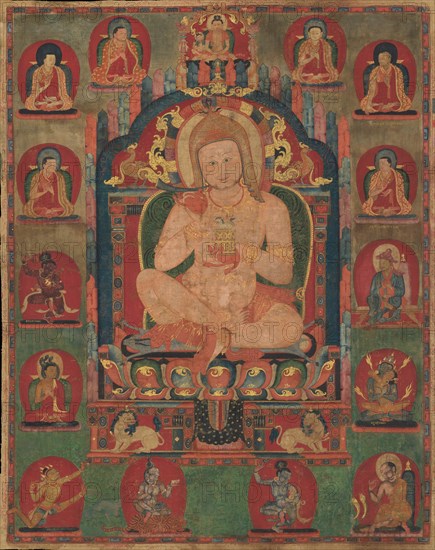 Portrait of Jnanatapa Attended by Lamas and Mahasiddhas, ca. 1350. Creator: Unknown.