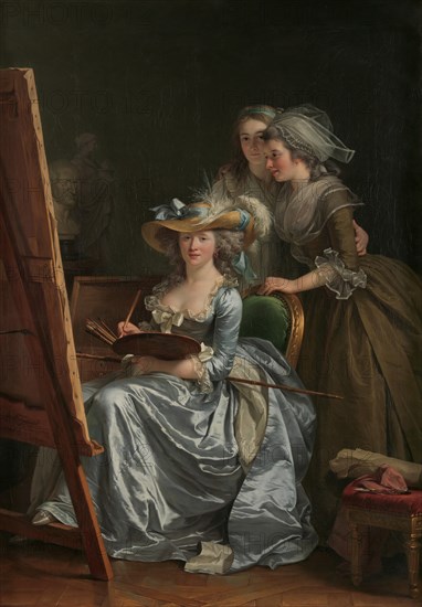 Self-Portrait with Two Pupils, Marie Gabrielle Capet (1761-1818) and Marie Marguerite..., 1785. Creator: Adélaïde Labille-Guiard.