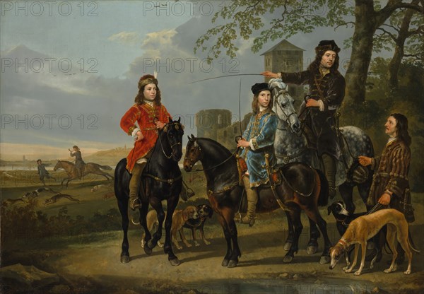 Equestrian Portrait of Cornelis (1639-1680) and Michiel Pompe van Meerdervoort..., ca. 1652-53. Creator: Aelbert Cuyp.