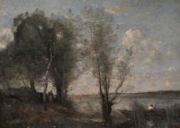 Boatman among the Reeds, ca. 1865. Creator: Jean-Baptiste-Camille Corot.