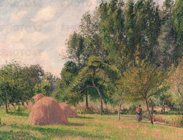 Haystacks, Morning, Éragny, 1899. Creator: Camille Pissarro.