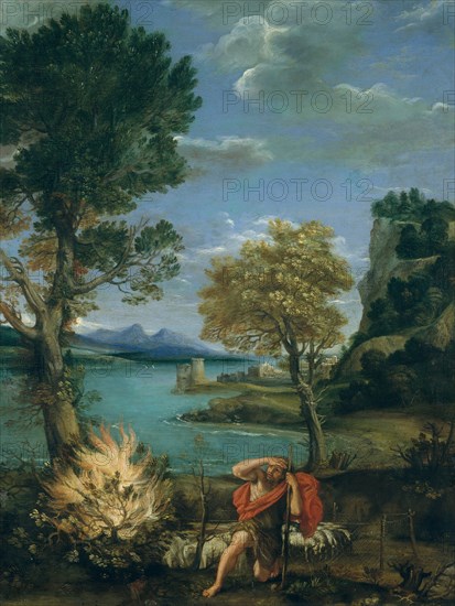 Landscape with Moses and the Burning Bush, 1610-16. Creator: Domenichino.