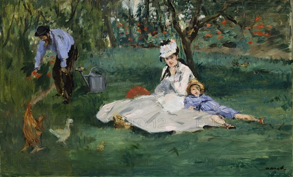 The Monet Family in Their Garden at Argenteuil, 1874. Creator: Edouard Manet.