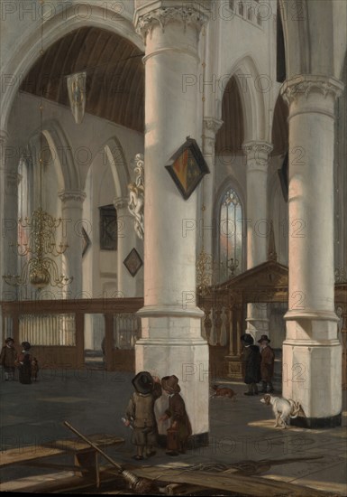 Interior of the Oude Kerk, Delft, probably 1650. Creator: Emanuel de Witte.