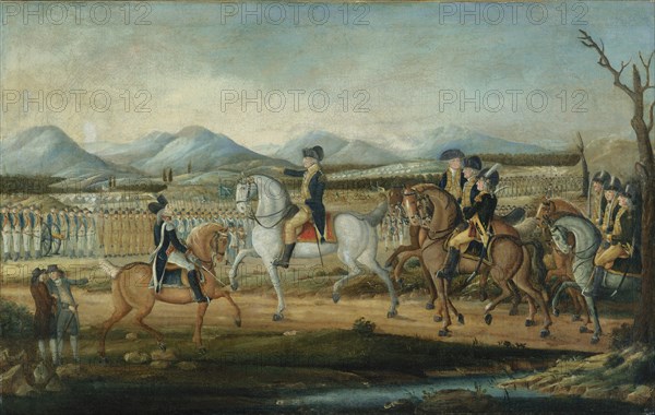 Washington Reviewing the Western Army at Fort Cumberland, Maryland, after 1795. Creator: Frederick Kemmelmeyer.