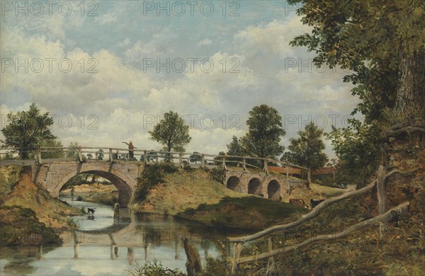 An Old Bridge at Hendon, Middlesex, ca. 1828. Creator: Frederick W Watts.