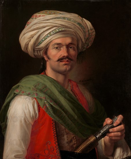 Portrait of a Mameluke, Said to Be Roustam Raza (ca. 1781-1845), 1810. Creator: Émile Jean-Horace Vernet.