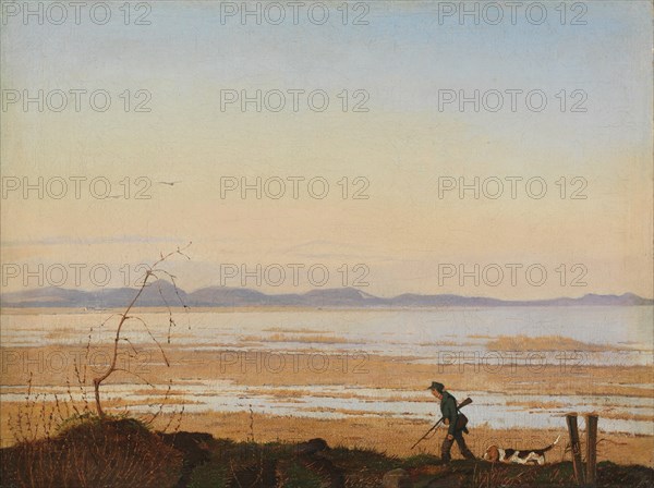 An Evening beside Lake Arresø, ca. 1837. Creator: Johan Thomas Lundbye.