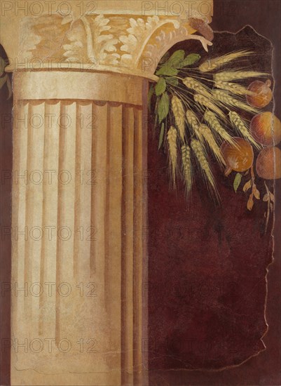 Wall painting fragment from the peristyle of the Villa of P. Fannius Synistor..., ca. 50-40 B.C. Creator: Unknown.