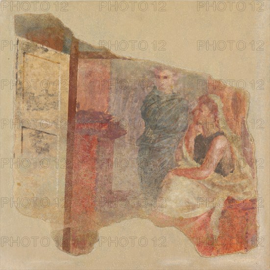 Wall painting fragment from the north wall of Room H of the Villa of P. Fannius..., ca. 50-40 B.C. Creator: Unknown.