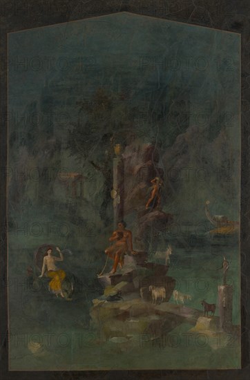 Wall painting: Polyphemus and Galatea in a landscape, from the imperial villa..., 1st century B.C. Creator: Unknown.