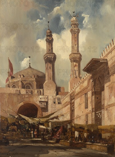 A Cairo Bazaar, 1839. Creator: Adrien Dauzats.