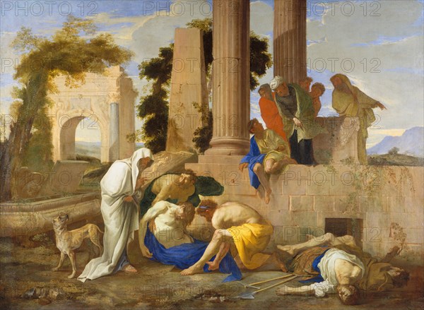 Tobit Burying the Dead, 1640s. Creator: Andrea di Lione.