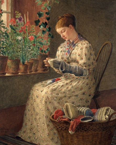 A Month's Darning, 1876. Creator: Enoch Wood Perry.