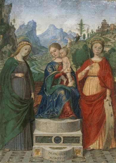 Virgin and Child Enthroned between Saints Cecilia and Catherine of Alexandria, ca. 1510-15. Creator: Francesco Morone.