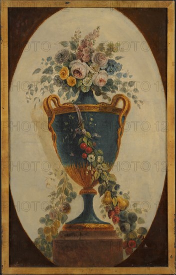 Vase of Flowers Draped with Garlands, 18th century. Creator: French Painter , 18th century .