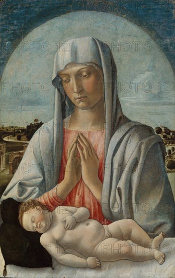 Madonna Adoring the Sleeping Child, early 1460s. Creator: Giovanni Bellini.