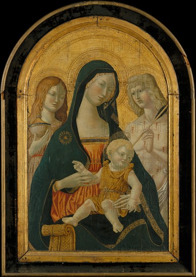 Madonna and Child with Saints Mary Magdalen and Sebastian..., 19th-early 20th cent. Creator: Icilio Federico Joni.