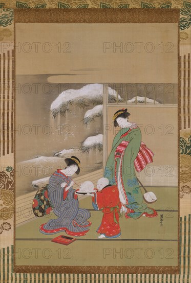 Painting the Eyes on a Snow Rabbit , ca. 1780. Creator: Isoda Koryusai.