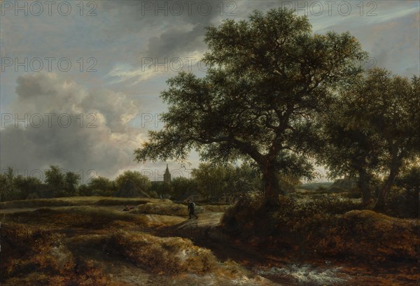 Landscape with a Village in the Distance, 1646. Creator: Jacob van Ruisdael.