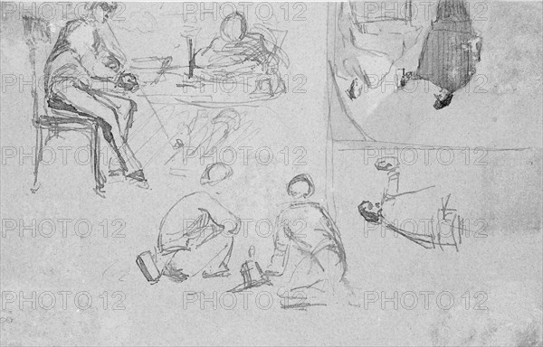 Four sketches (from Sketchbook), 1854-55. Creator: James Abbott McNeill Whistler.
