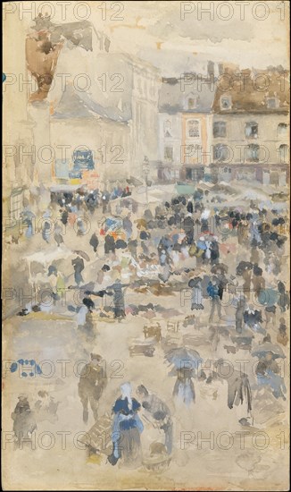 Variations in Violet and Grey?Market Place, Dieppe, 1885. Creator: James Abbott McNeill Whistler.
