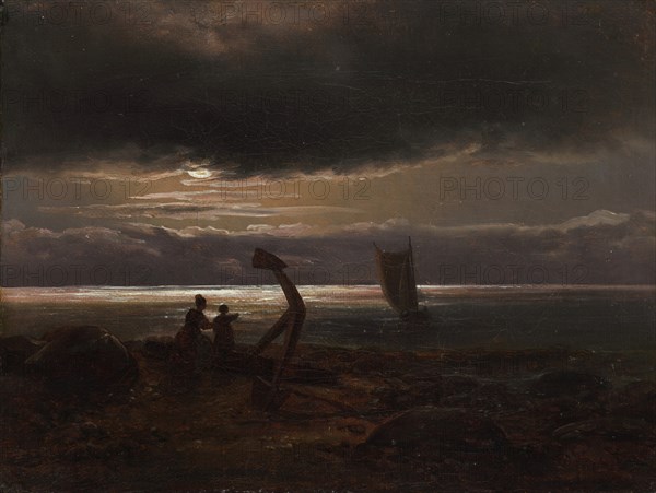 Mother and Child by the Sea, 1830. Creator: Johan Christian Dahl.