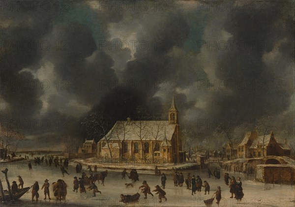 Skating at Sloten, near Amsterdam. Creator: Jan Abrahamsz Beerstraten.