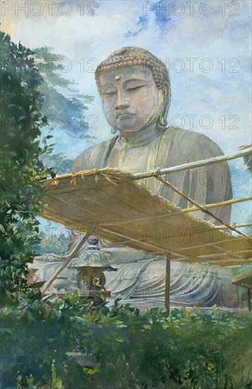 The Great Statue of Amida Buddha at Kamakura, Known as the Daibutsu..., 1887. Creator: John La Farge.