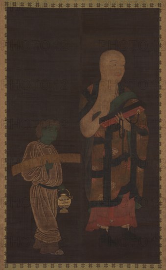 Portrait of Xuanzang (Genjo) with Attendant, 14th century. Creator: Unknown.