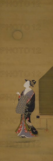 Beauty Looking at the Moon, 18th century. Creator: Katsukawa Shuncho.