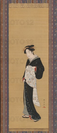 Woman in a Black Kimono, 1783-89. Creator: Shunsho.