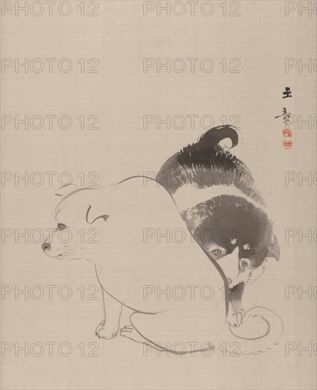 A Pair of Puppies, 1868. Creator: Gyokusho Kawabata.