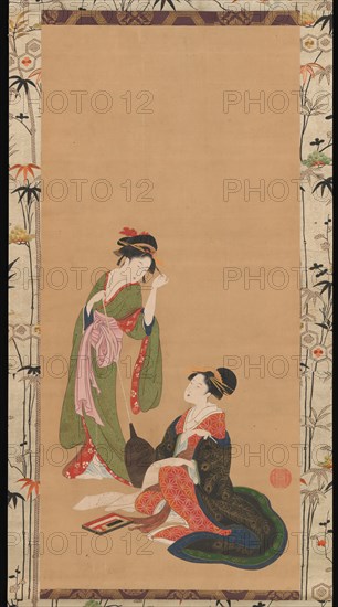 Courtesans Parodying Kanzan and Jittoku, late 18th-early 19th century. Creator: Kinpusha Toyomaro.