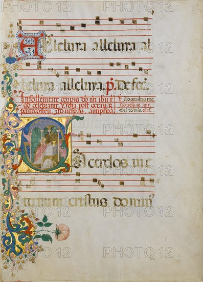 Manuscript Leaf with the Celebration of a Mass in an Initial S..., second half 15th century. Creator: Master of the Riccardiana Lactantius.