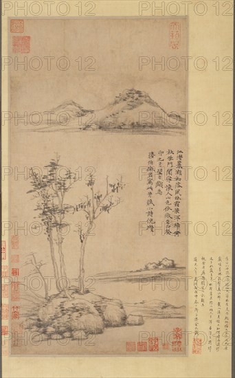 Wind among the Trees on the Riverbank, 1363. Creator: Ni Zan.