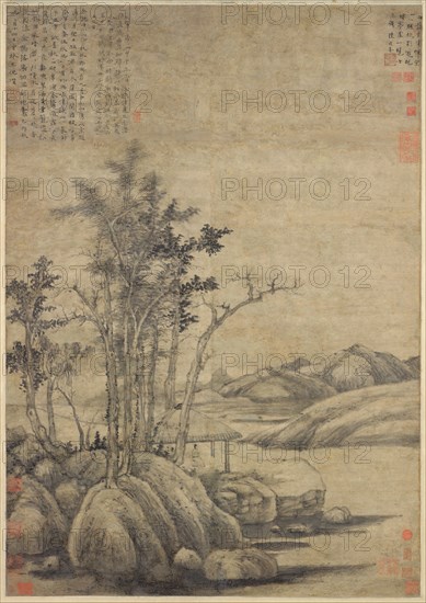 Enjoying the Wilderness in an Autumn Grove, dated 1339. Creator: Ni Zan.