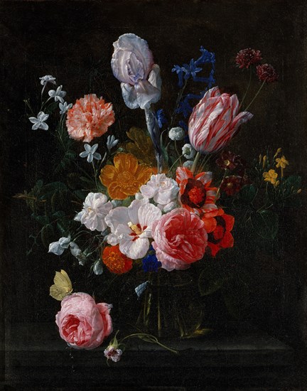 A Bouquet of Flowers in a Crystal Vase, 1662. Creator: Nicolaes van Veerendael.