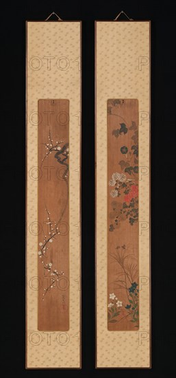 Flowers of Spring and Autumn, shortly after 1701. Creator: Ogata Korin.