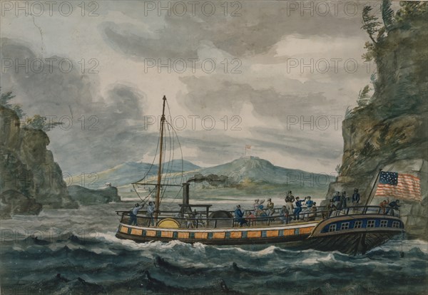 Steamboat Travel on the Hudson River, 1811-ca.1813. Creator: Pavel Petrovic Svin'in.
