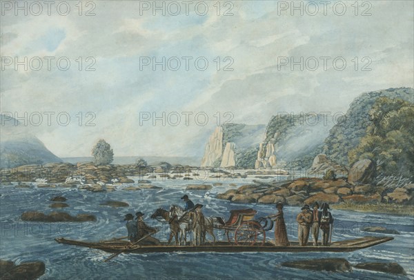 A Ferry Scene on the Susquehanna at Wright's Ferry, near Havre de Grace, 1811-ca. 1813. Creator: Pavel Petrovic Svin'in.