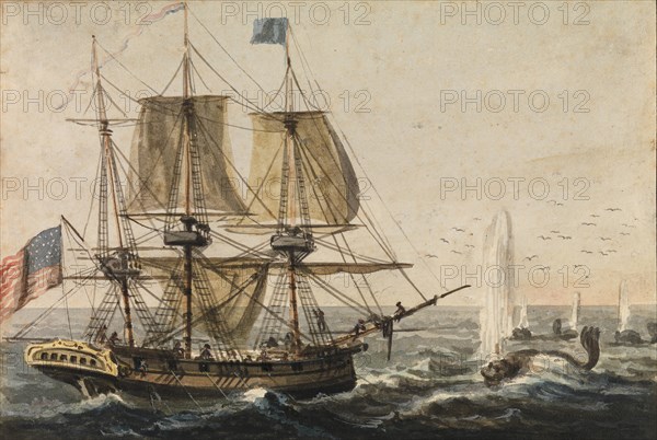 Replenishing the Ship's Larder with Codfish off the Newfoundland Coast, 1811-ca. 1813. Creator: Pavel Petrovic Svin'in.