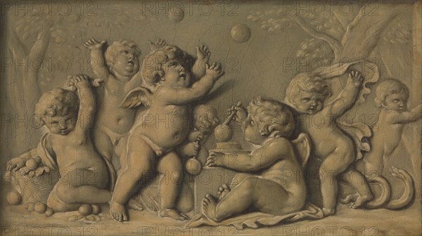 Amorini at play (one of a pair), 1770-90. Creator: Unknown.