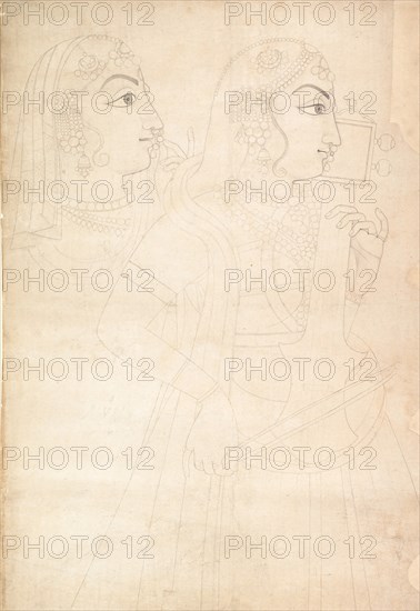 Singer and Sarinda Player, ca. 1800. Creator: Sahib Ram.