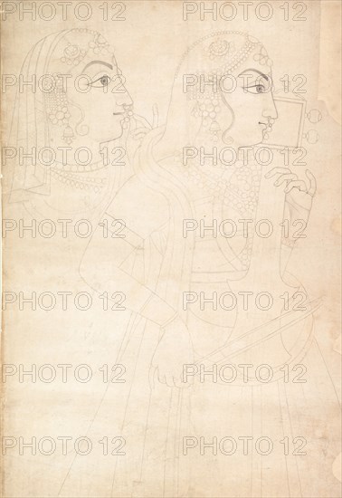 Singer and Sarinda Player, ca. 1800. Creator: Sahib Ram.