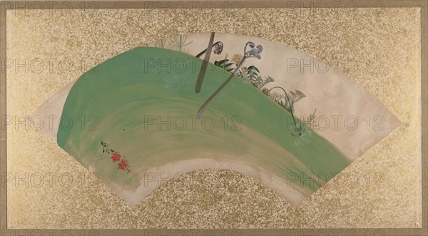 Flowers on Grass, late 19th century. Creator: Shibata Zeshin.