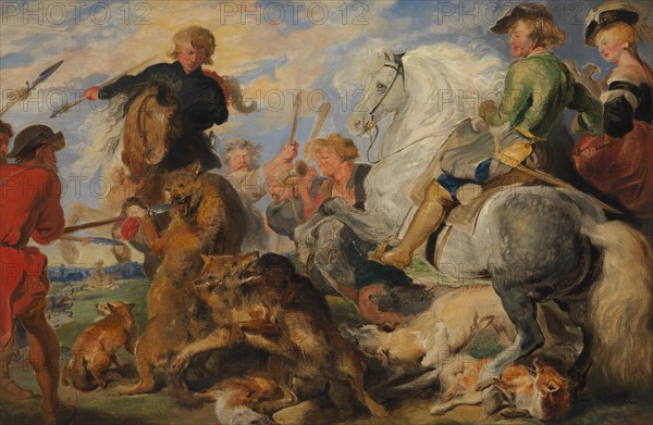 Copy after Rubens's "Wolf and Fox Hunt", ca. 1824-26. Creator: Edwin Henry Landseer.