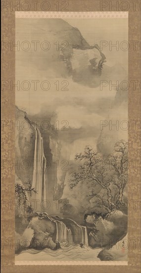 Landscape with Waterfall, 1828. Creator: Tani Buncho.